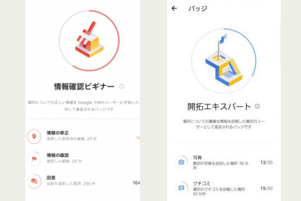 Googleローカルガイド 情報確認ビギナー 開拓エキスパート