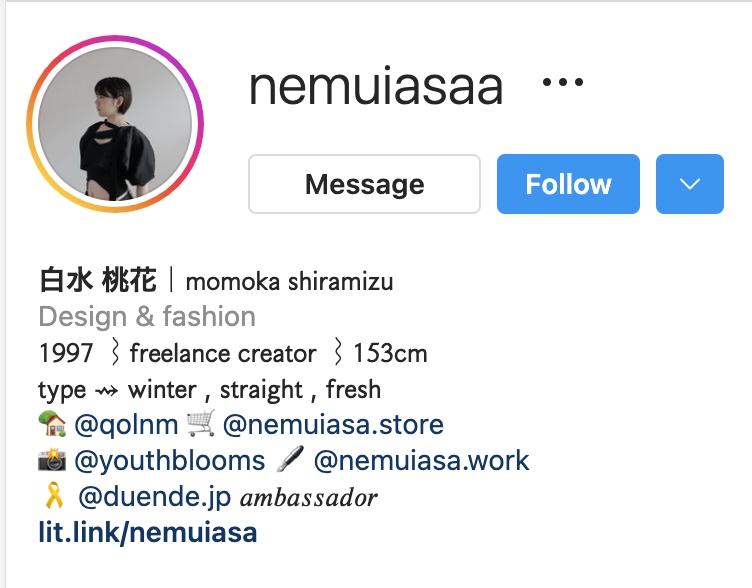 白水桃花 インスタプロフィール