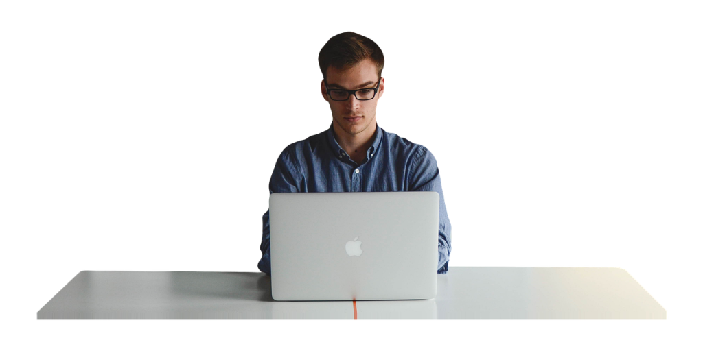 パソコン　調べ物　男性　iMac　