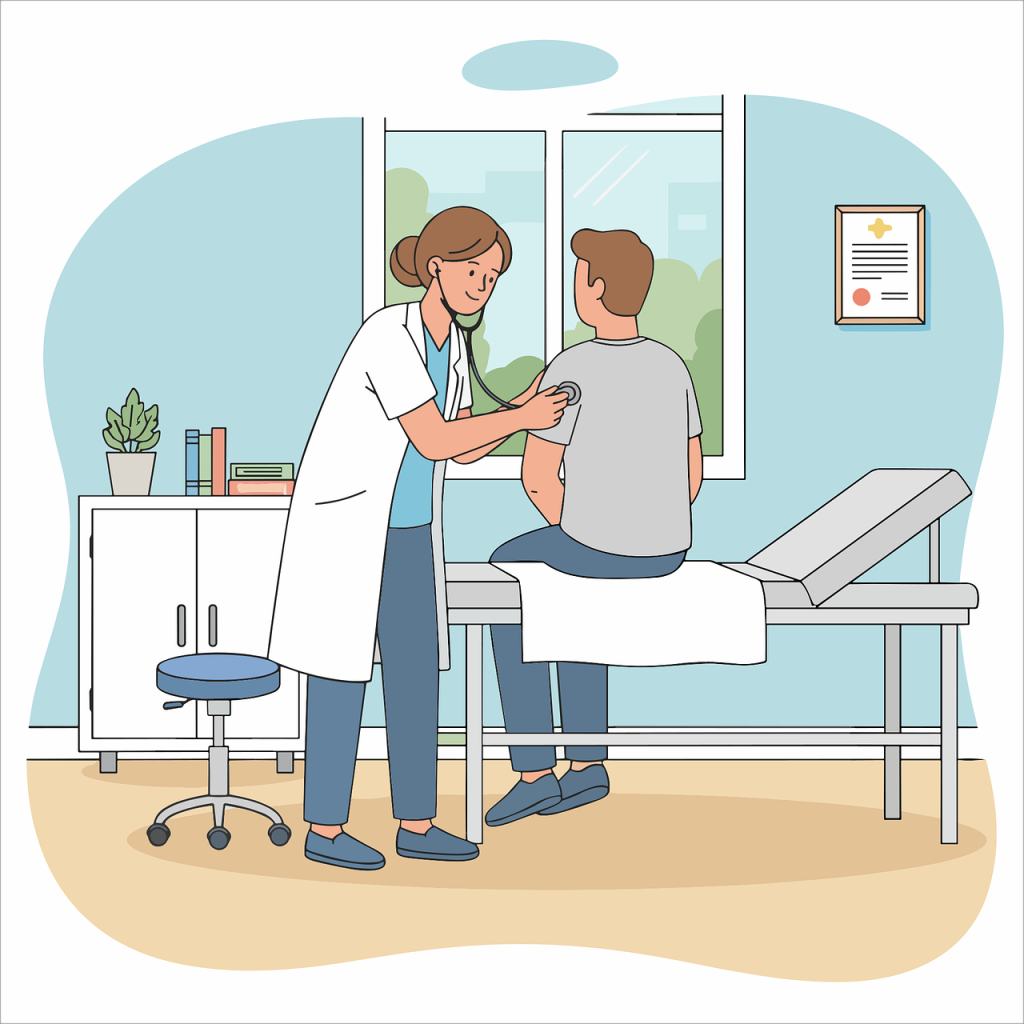 健康診断
ヘルスケアのイラスト
医者の患者
患者を診察する看護師